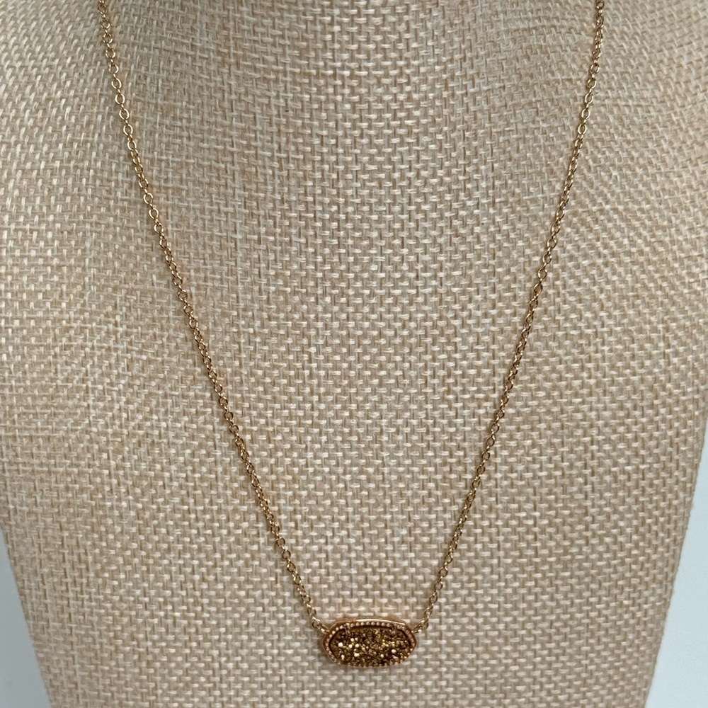 Kendra Scott Elisa Rose Gold Pendant Necklace in Rose Gold Drusy